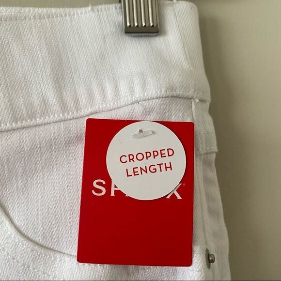 NWT-SPANX White Cropped Flare Raw Hem Jeans (Size:XS) - Picture 12 of 14